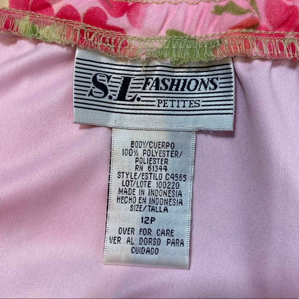Vintage SL Fashions Petites Size 12 Pastel Pink/Yellow Floral Print Midi Skirt - Picture 9 of 11